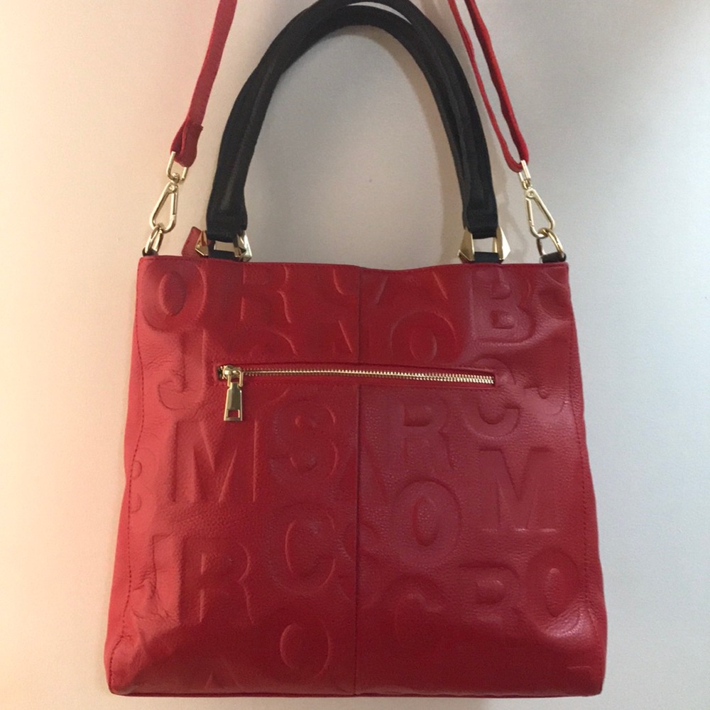 Genuine Leather Letter Print Embossed Handbag NWOT - Picture 8 of 8